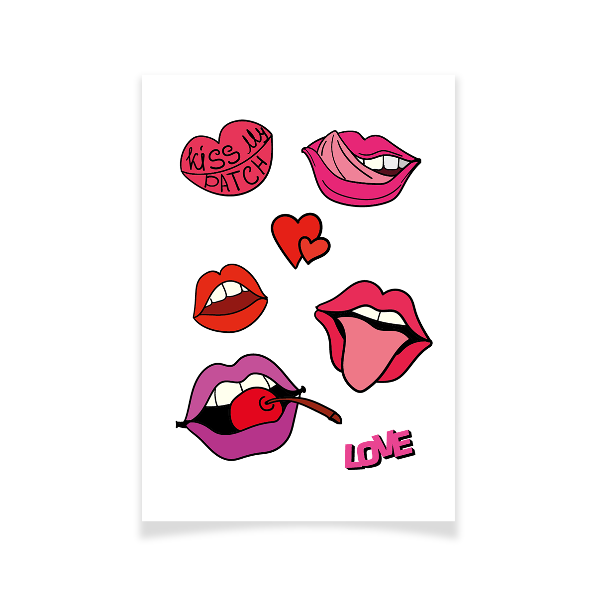 Tattoo Textile Doodles bouches roses