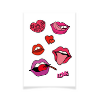 Tattoo Textile Doodles bouches roses