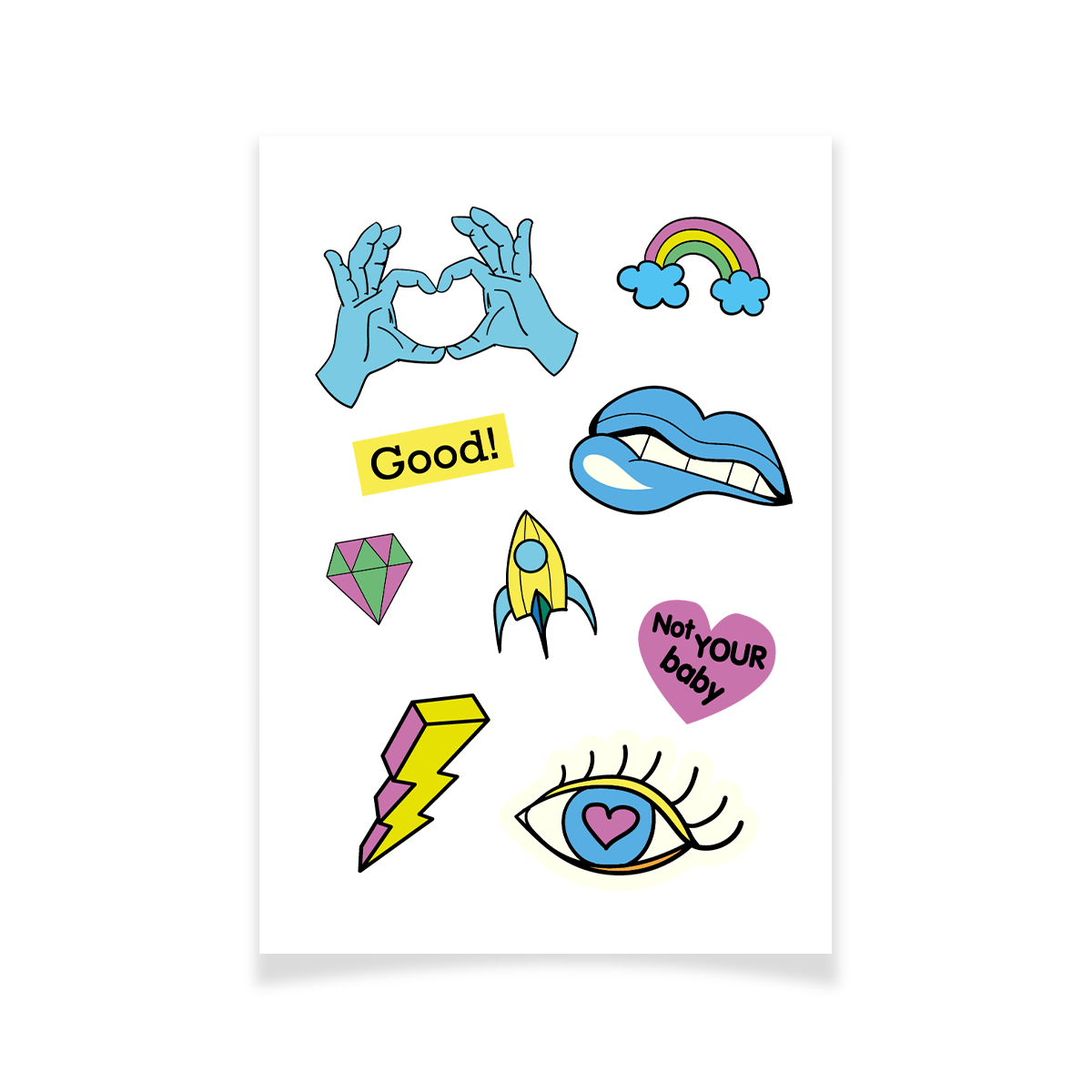 Tattoo Textile Doodles lèvres bleues