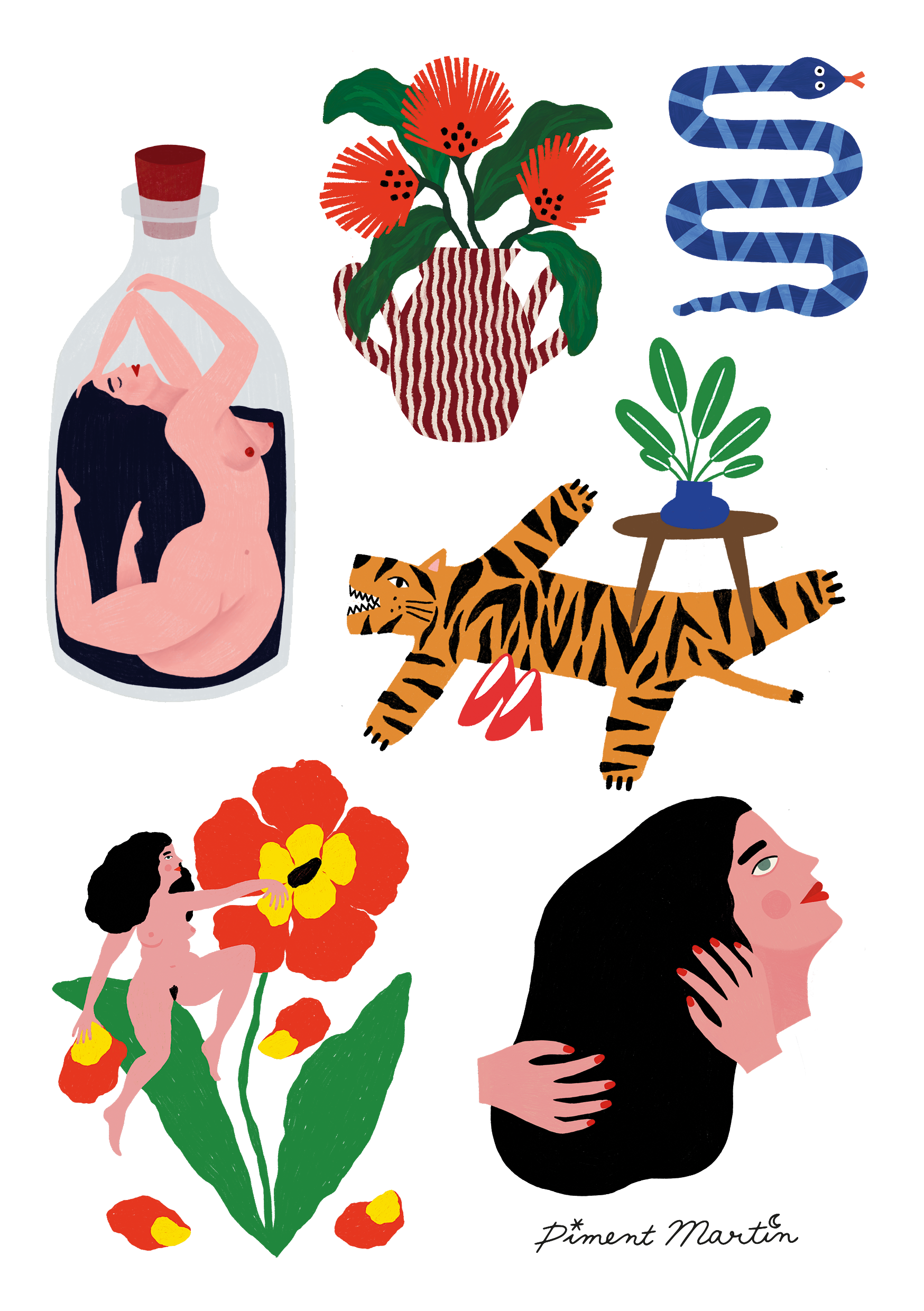 Planche de Tatouages Textiles Piment Martin