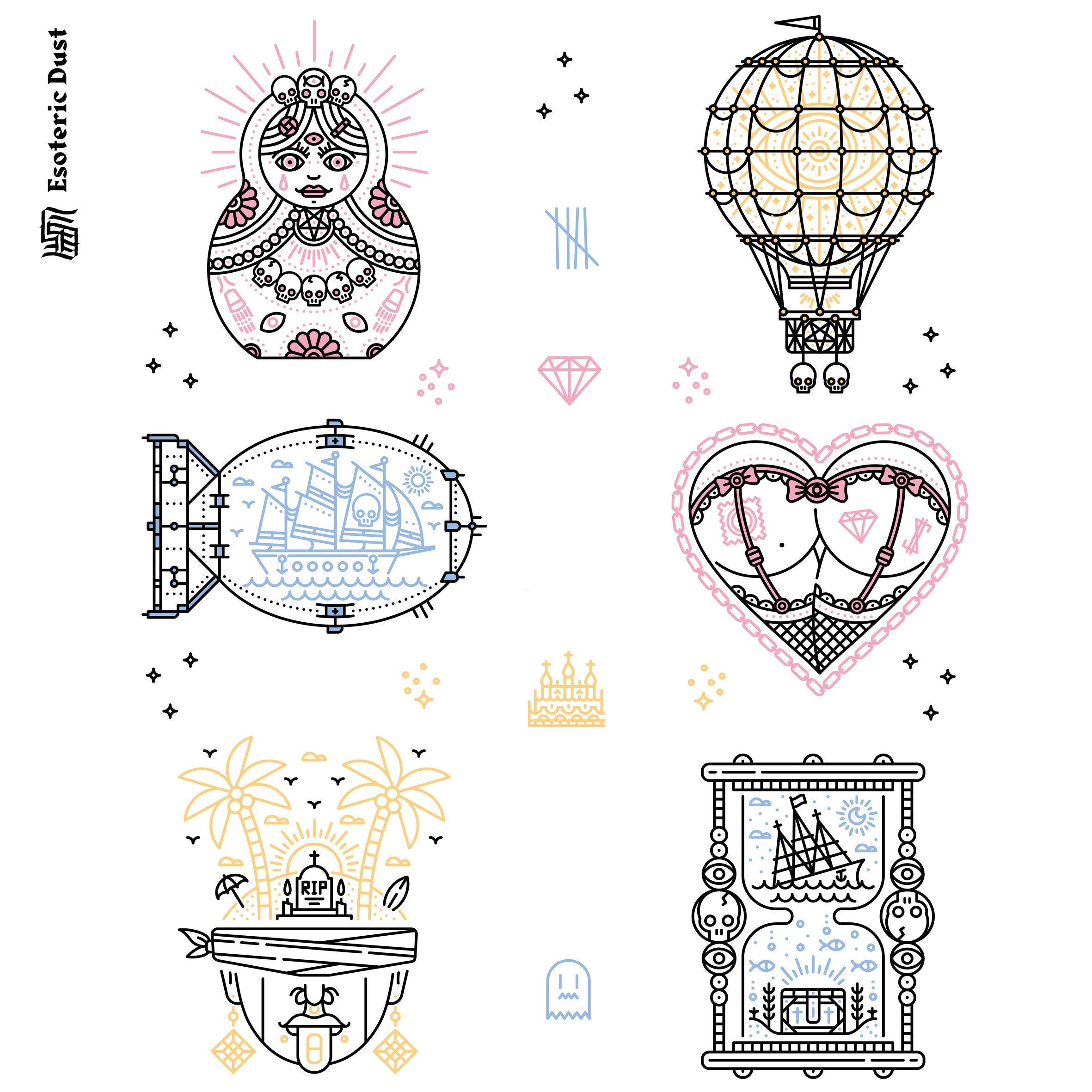 Planche de Tatouages Textile Russie #2