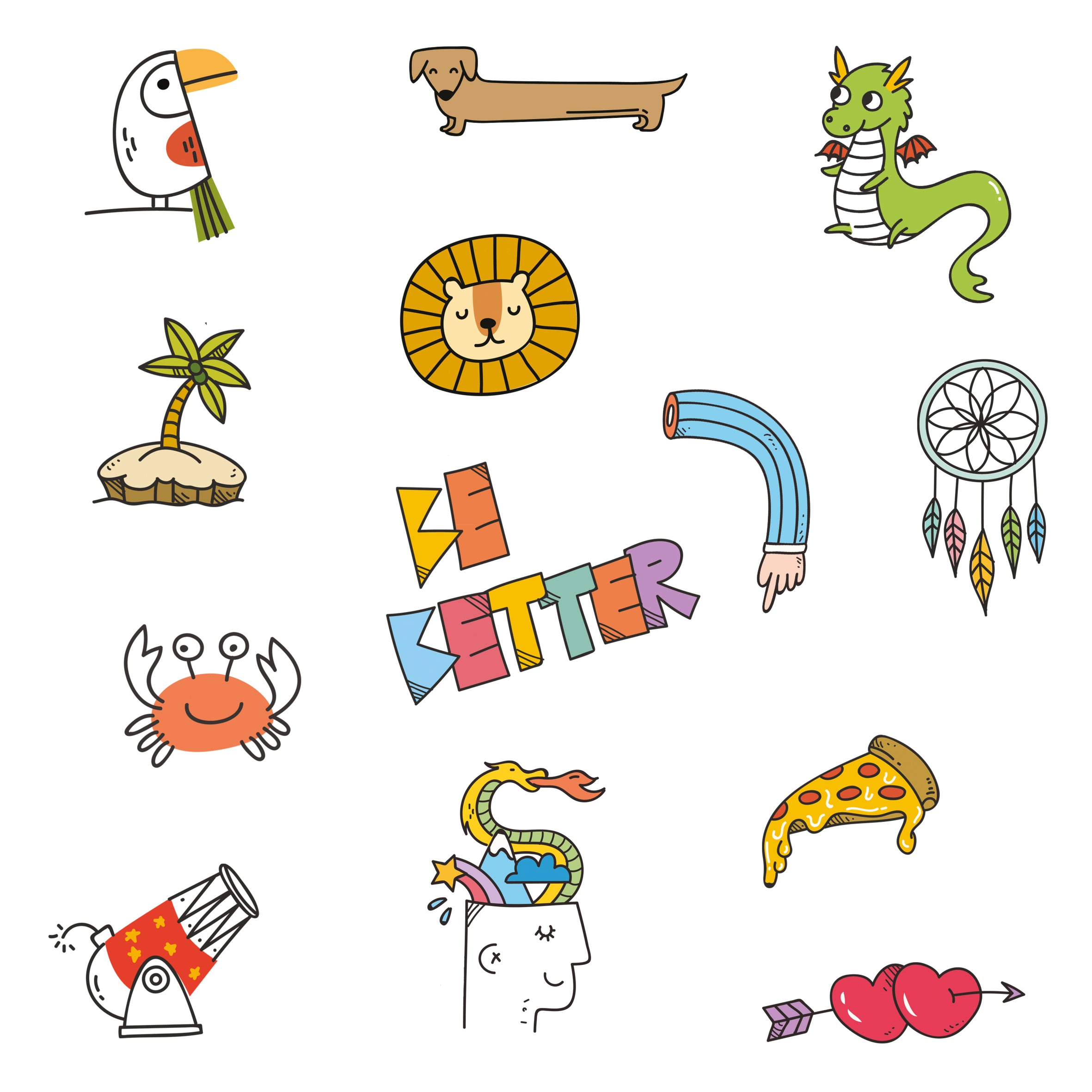 Planche de Tatouages Textile Doodle #3