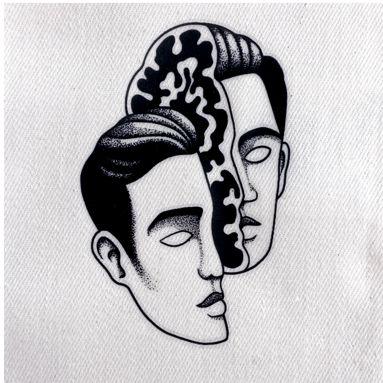 Tatouage Textile Visage fendu