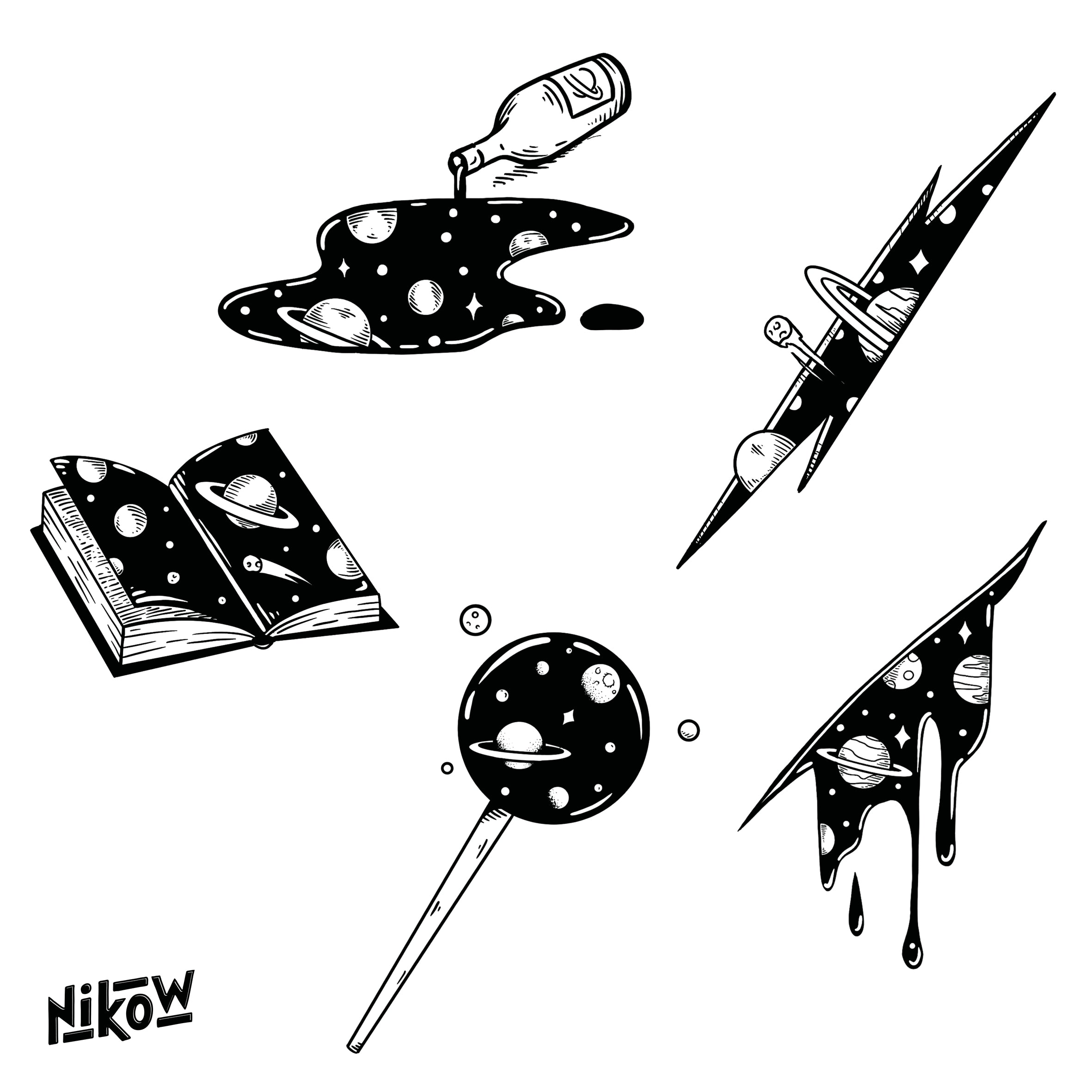 Planche de Tatouages Textile Space