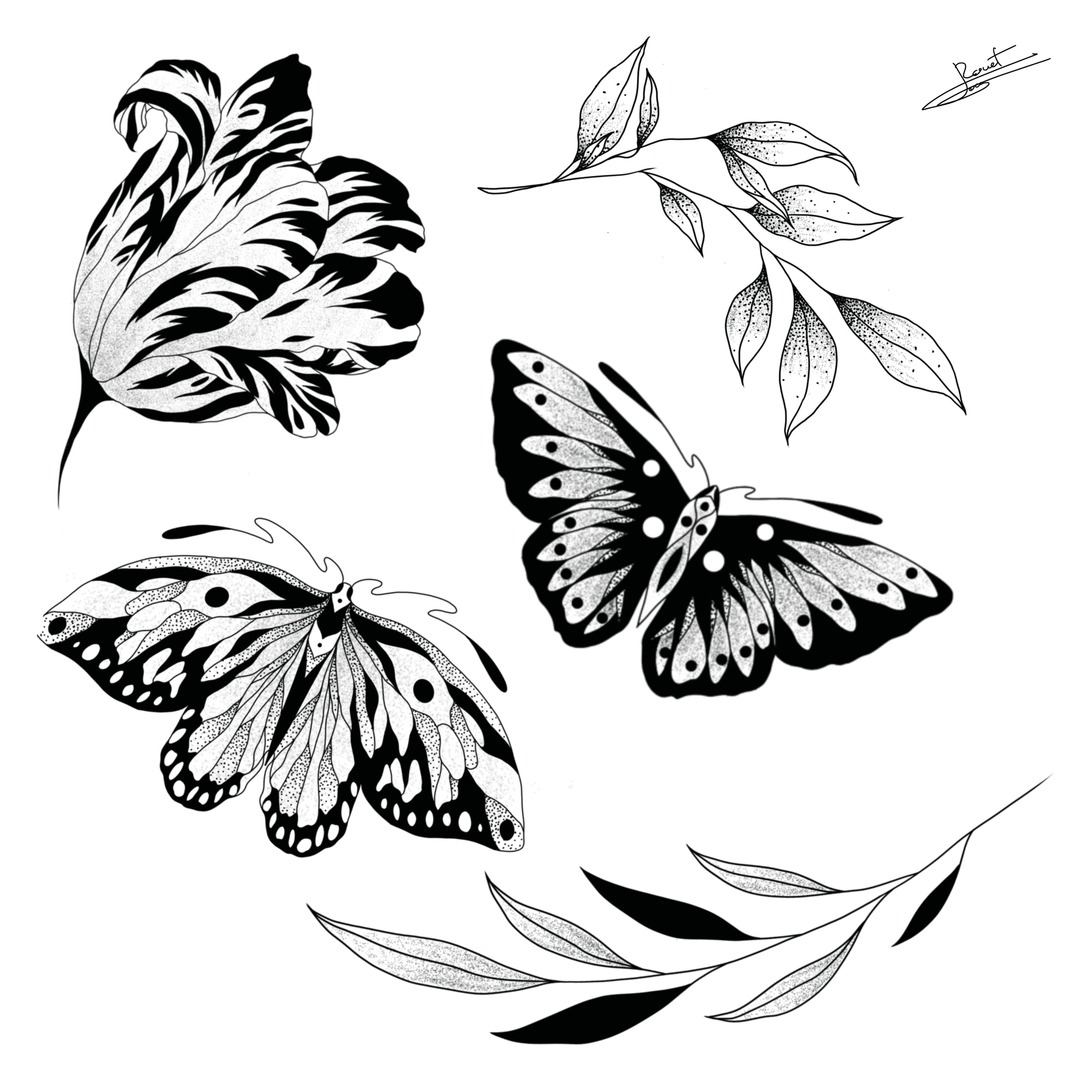 Planche de Tatouages Textile Joey