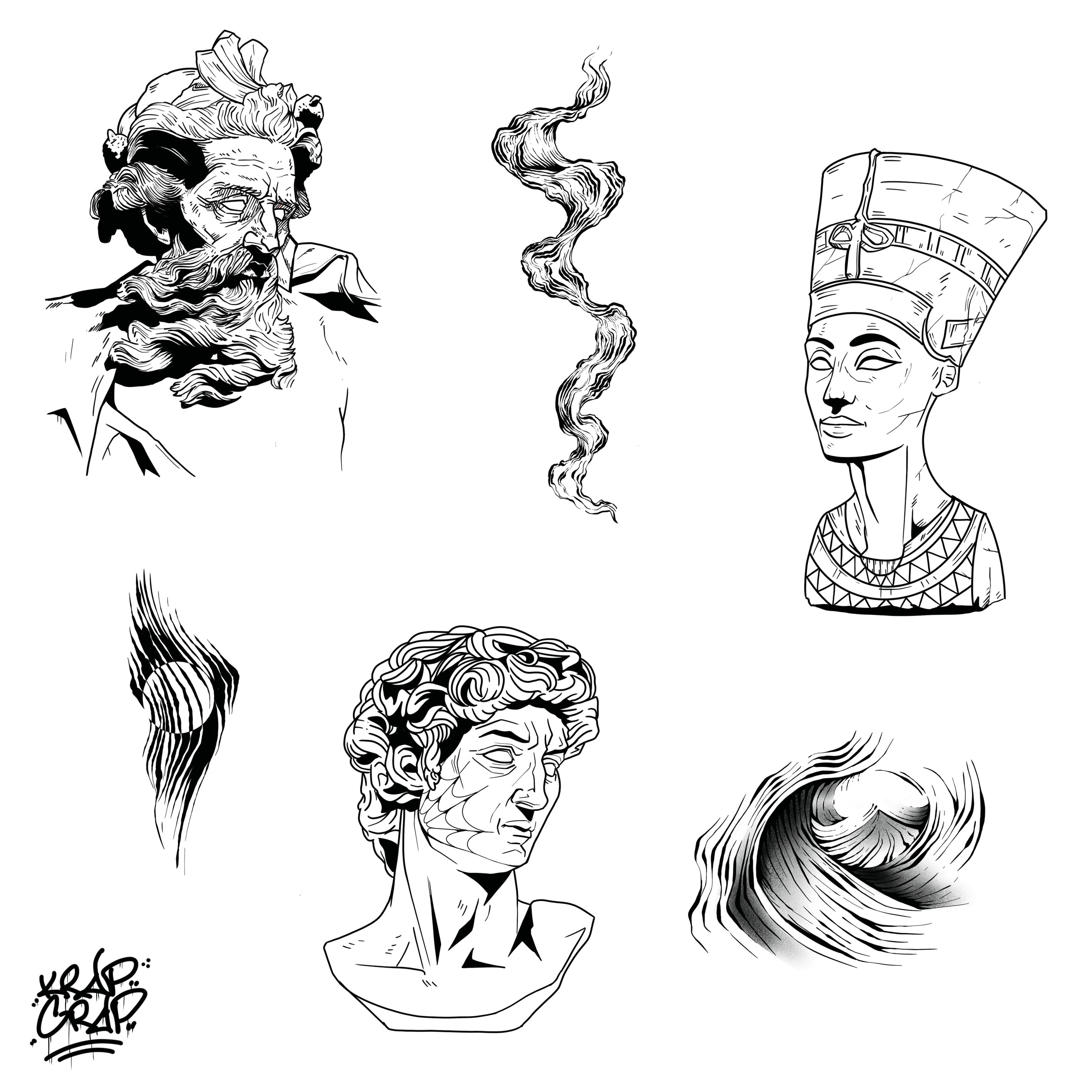 Planche de Tatouages Textile Krapcrap