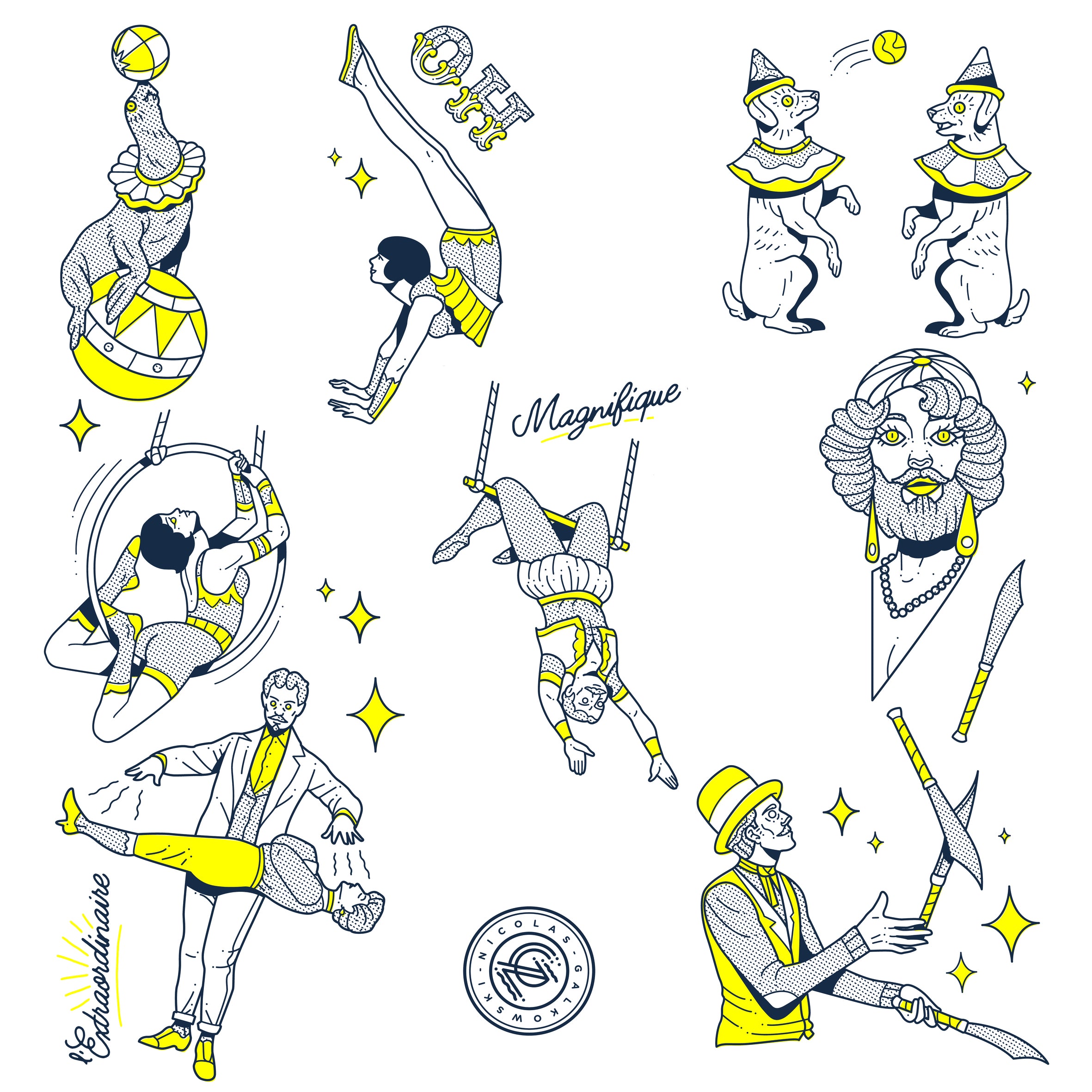 Planche de Tatouages Textile Cirque