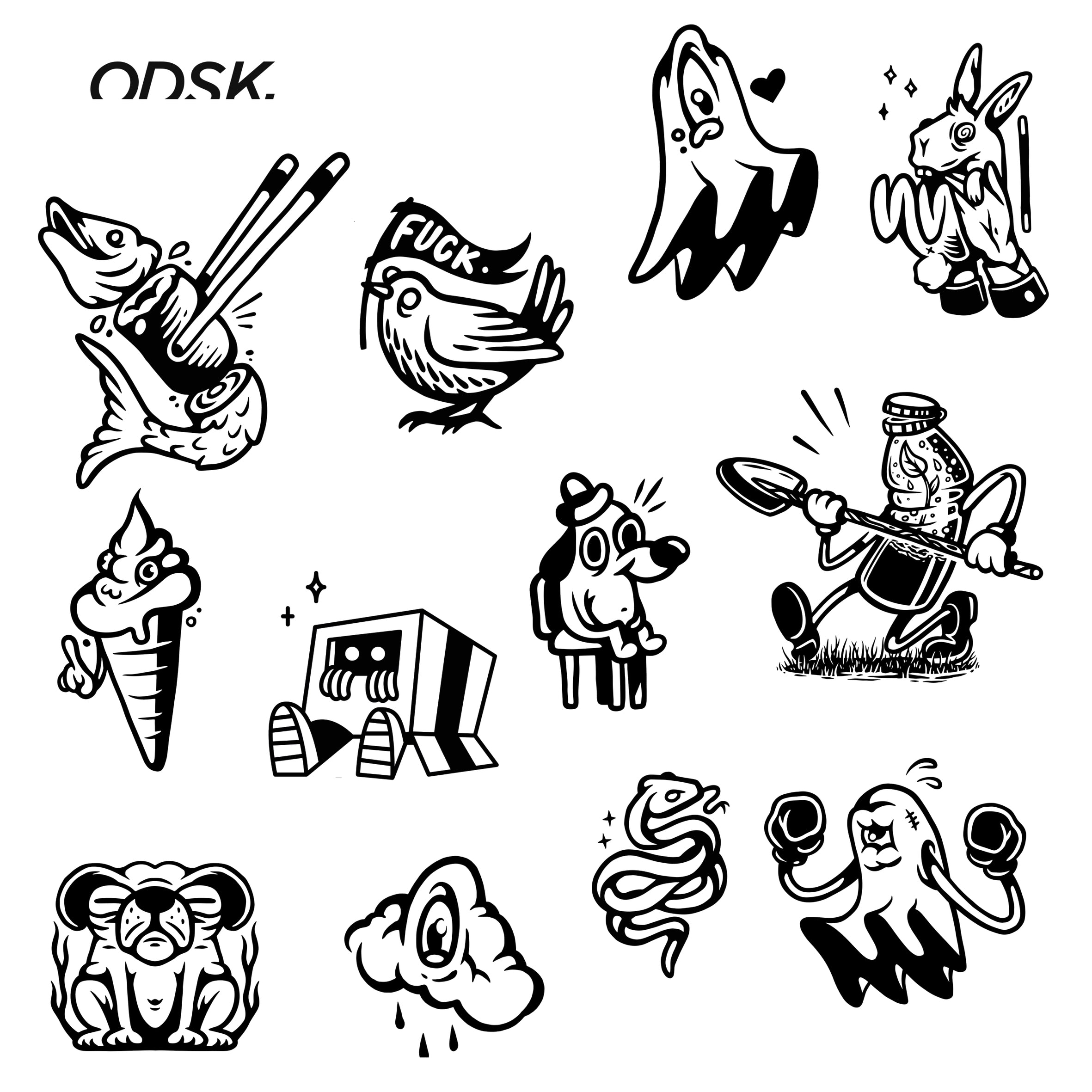 Planche de Tatouages Textile ODSK
