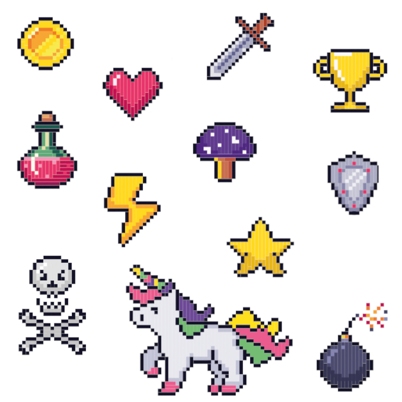 Planche de Tatouages Textile Pixels