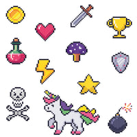 Planche de Tatouages Textile Pixels